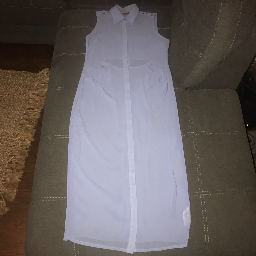 ASOS Long chiffon shirt dress with waist cutouts - Picture 1 of 8